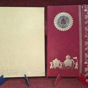 Premium Maroon Royal Baraat Wedding Invitation Card