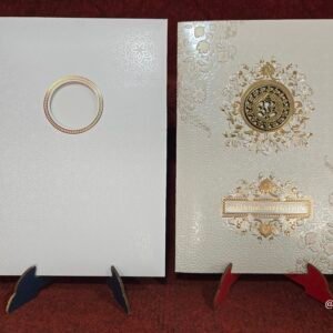 Premium Off-White Embossed Floral Wedding Invitation Card