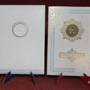 Premium Off-White and Light Blue Wedding Invitation Card