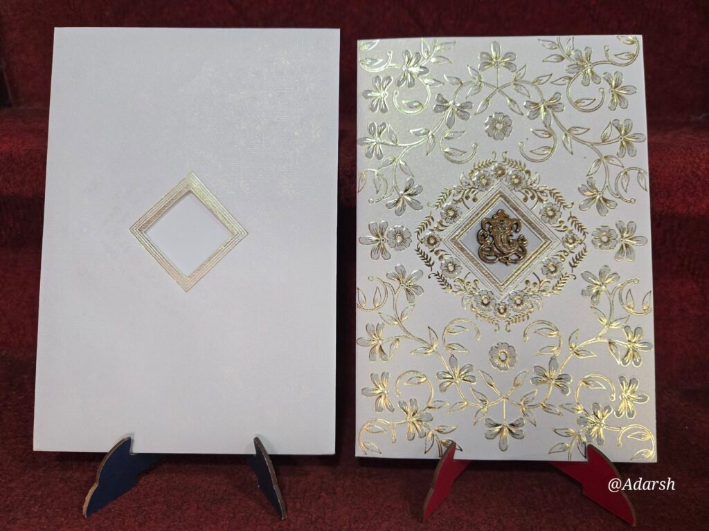 Premium Off-White and Gold Floral Vine Wedding Invitation Card