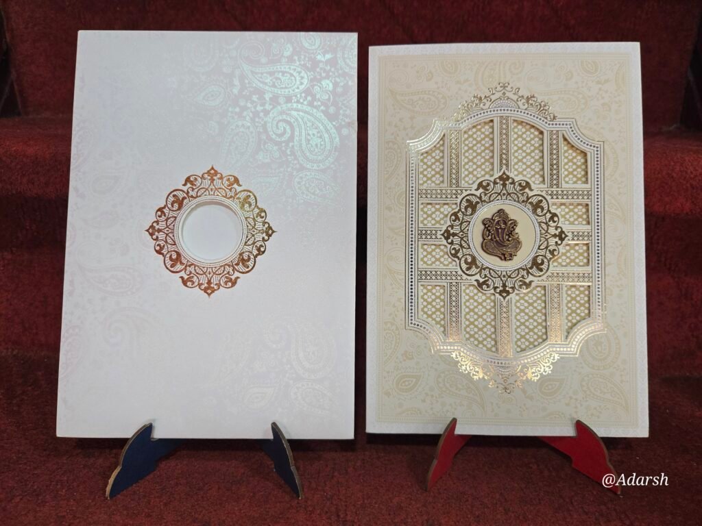 Premium Off-White Paisley Laser-Cut Wedding Invitation Card