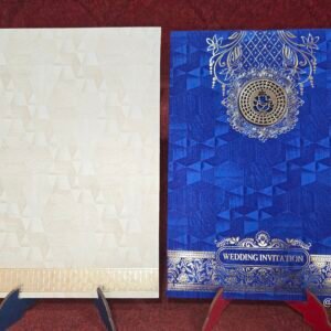 Premium Royal Blue and Cream Wedding Invitation Card