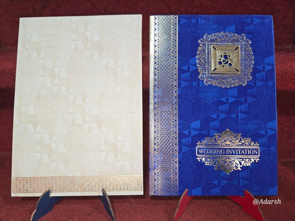 Royal Blue and Cream Wedding Invitation Card
