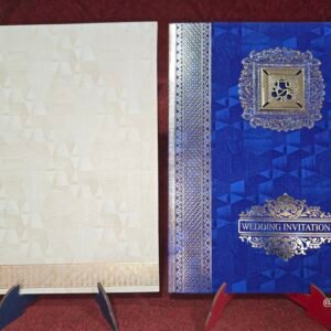Royal Blue and Cream Wedding Invitation Card