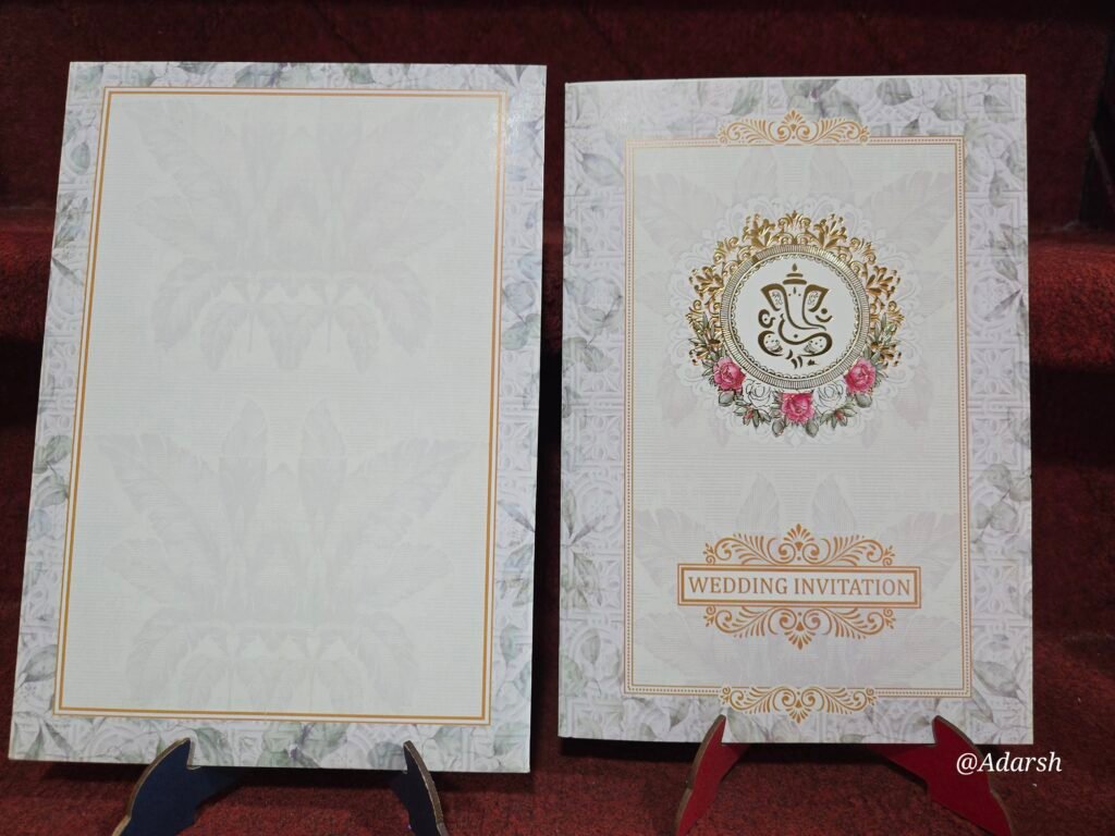 Off-White and Sage Green Floral Wedding Invitation Card