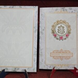 Off-White and Sage Green Floral Wedding Invitation Card