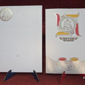 Off-White with Swastik Wedding Invitation Card