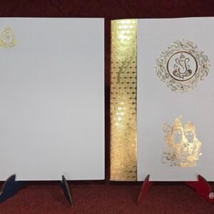 Off-White with Gold Foil on Shiva-Parvati Wedding Invitation Card
