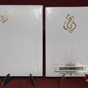 Off-White, Embossed Paisley Peacock Wedding Invitation Card