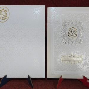 Off-White Embossed Damask Wedding Invitation Card