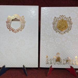 Off-White Embossed Floral Wedding Invitation Card