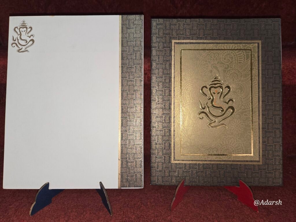 Antique Bronze and Off-White Multi-Textured Wedding Invitation Card