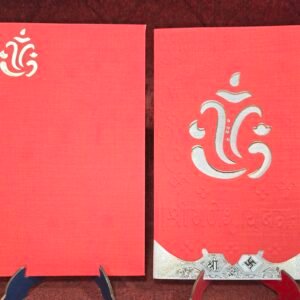 Vermilion Red Silk Textured Wedding Invitation Card