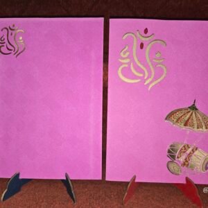 Magenta Pink Textured Dhol Wedding Invitation Card