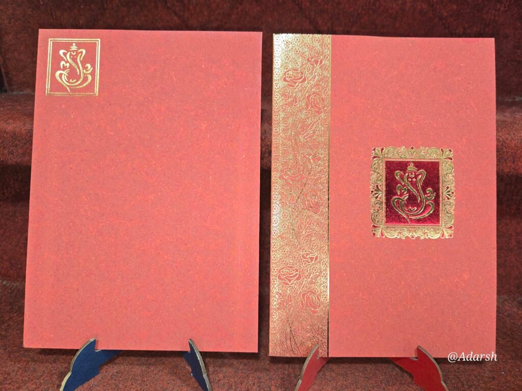 Red Metallic Board  Hindu Wedding Card