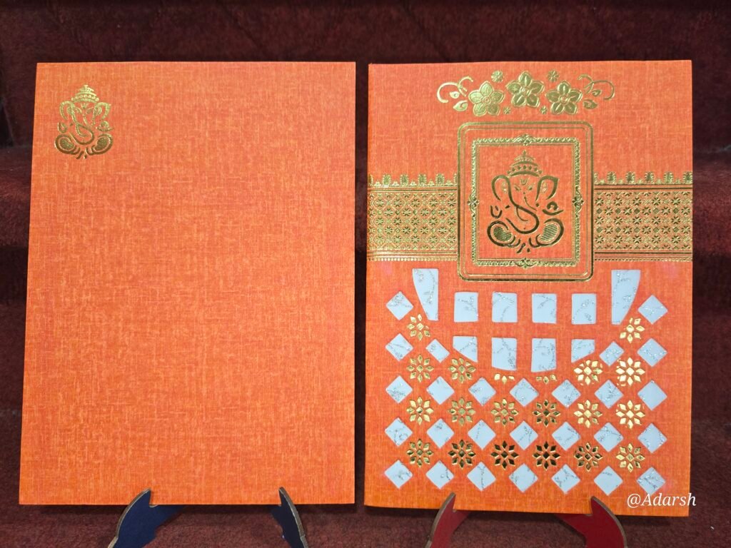 Cutout Orange Hindu Wedding Card
