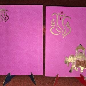 Royal Elephant Pink Hindu Wedding Invitation Card.