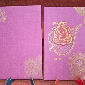 Pink Leaf Ganesha Hindu Wedding Invitation Card.