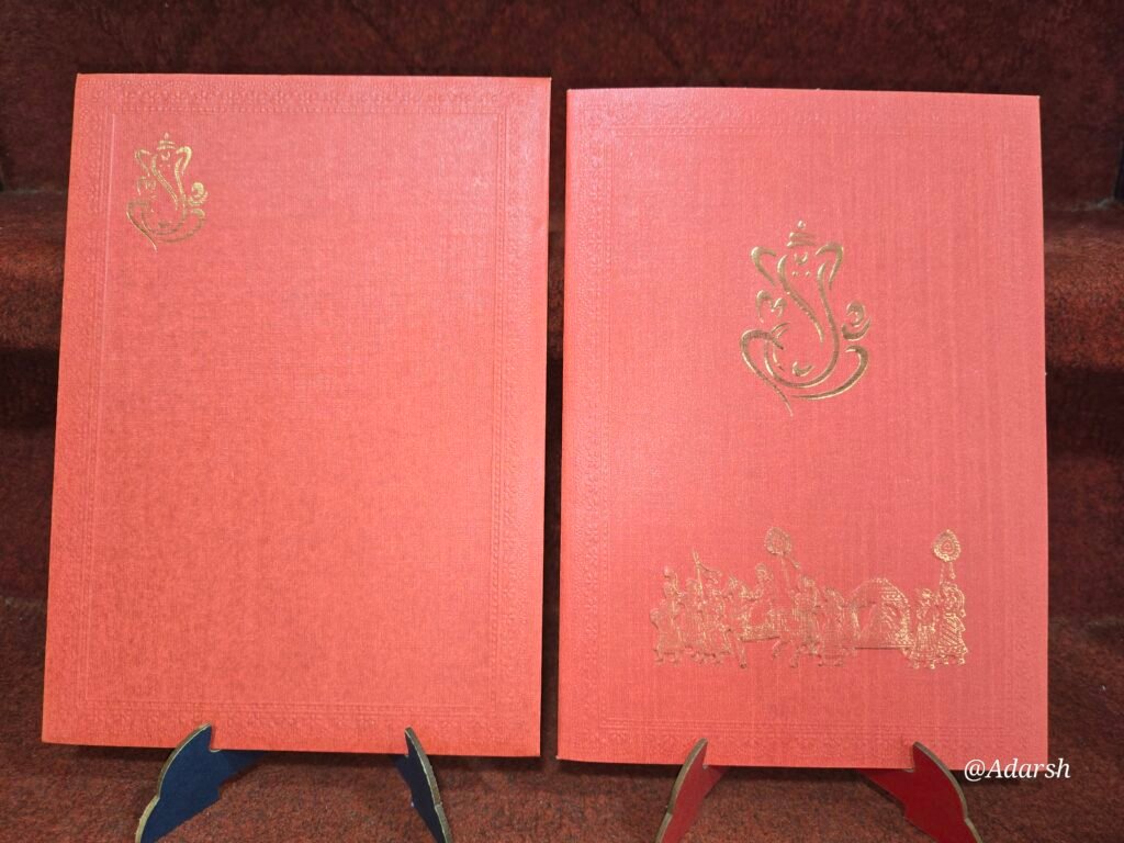 Red Baraat Procession Hindu Wedding Invitation Card.