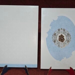 Light Blue and White Floral Mandala Hindu Wedding Invitation Card.