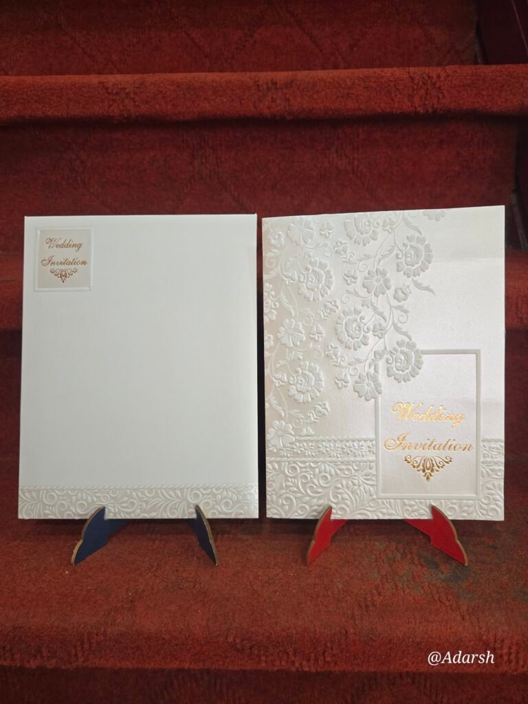 Baroque floral embossed Wedding Invitation Card