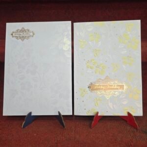 White Embossed Floral Wedding Invitation Card