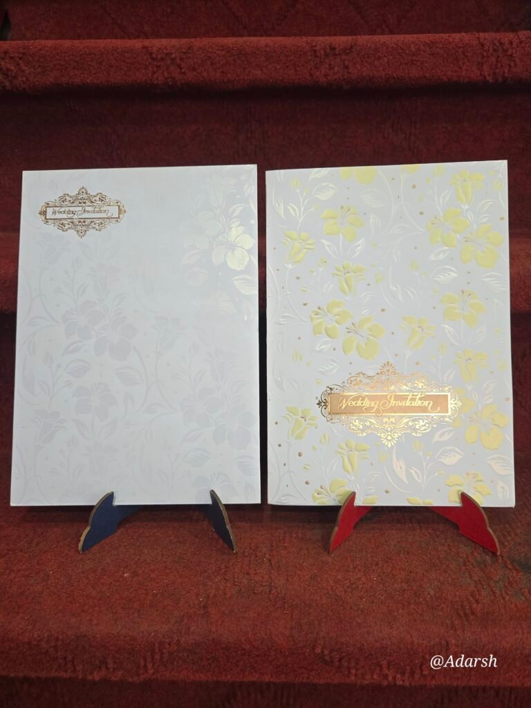 White Embossed Floral Wedding Invitation Card