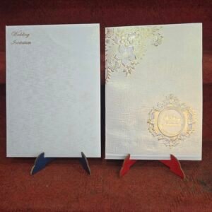 Ivory Silk Textured Gold Leaf Wedding Invitation Card