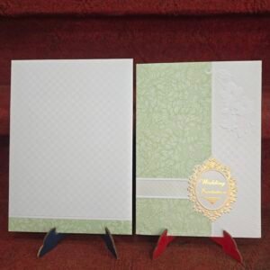 Mint Green Leaf Silhouette Flap Wedding Invitation Card.