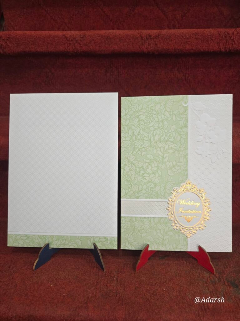 Mint Green Leaf Silhouette Flap Wedding Invitation Card.