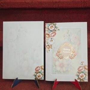 Beige Vintage Floral Motif Wedding Invitation Card.