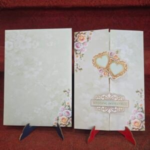 Pastel Mint Green Floral Gatefold Wedding Invitation Card.
