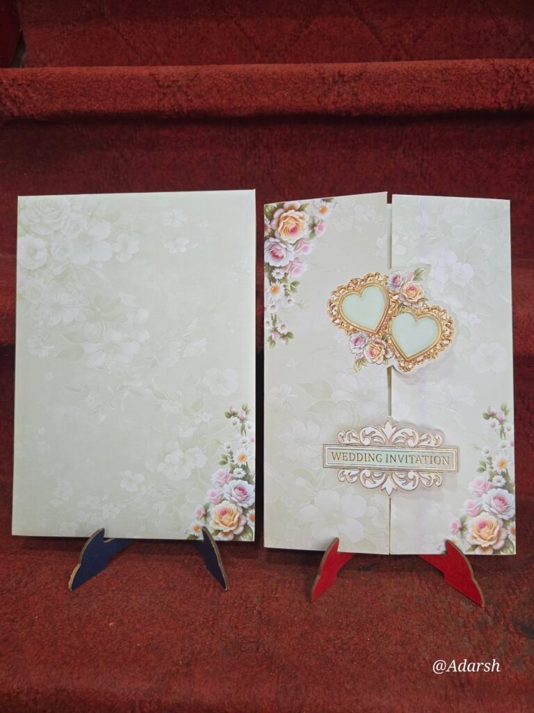 Pastel Mint Green Floral Gatefold Wedding Invitation Card.