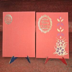 Red and Gold Foil Floral Wedding Invitation Card.