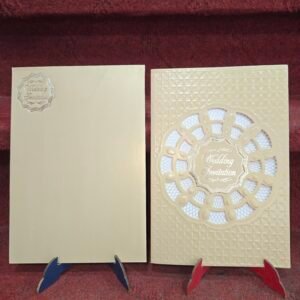 Cream Laser-Cut Window Wedding Invitation Card.