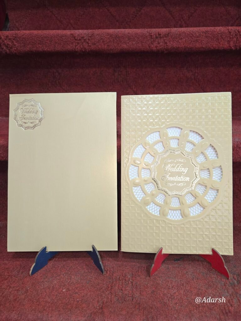 Cream Laser-Cut Window Wedding Invitation Card.
