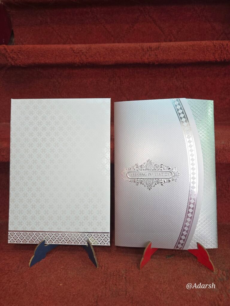 White and Silver Die-Cut Wedding Invitation Card