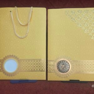 Premium Golden Metallic Bag-Style Wedding Invitation Card