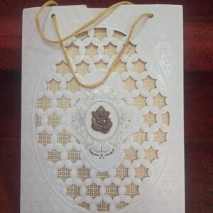 Intricate Laser-Cut Ganesha Bag-Style Wedding Invitation Card