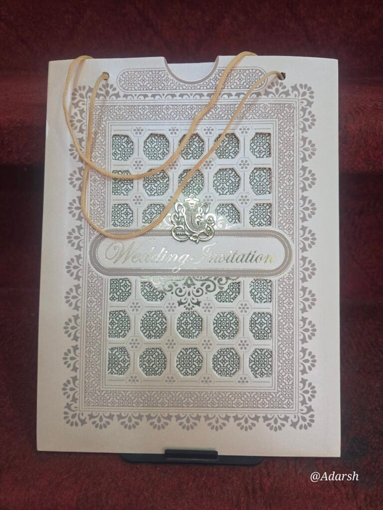 Laser-Cut Ganesha Jali Bag-Style Wedding Invitation Card