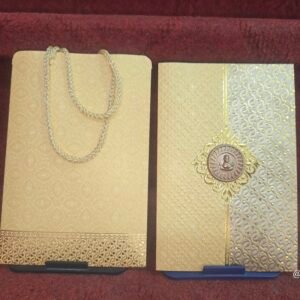 Cream and Gold Foil Pattern Bag-Style Wedding Invitation Card