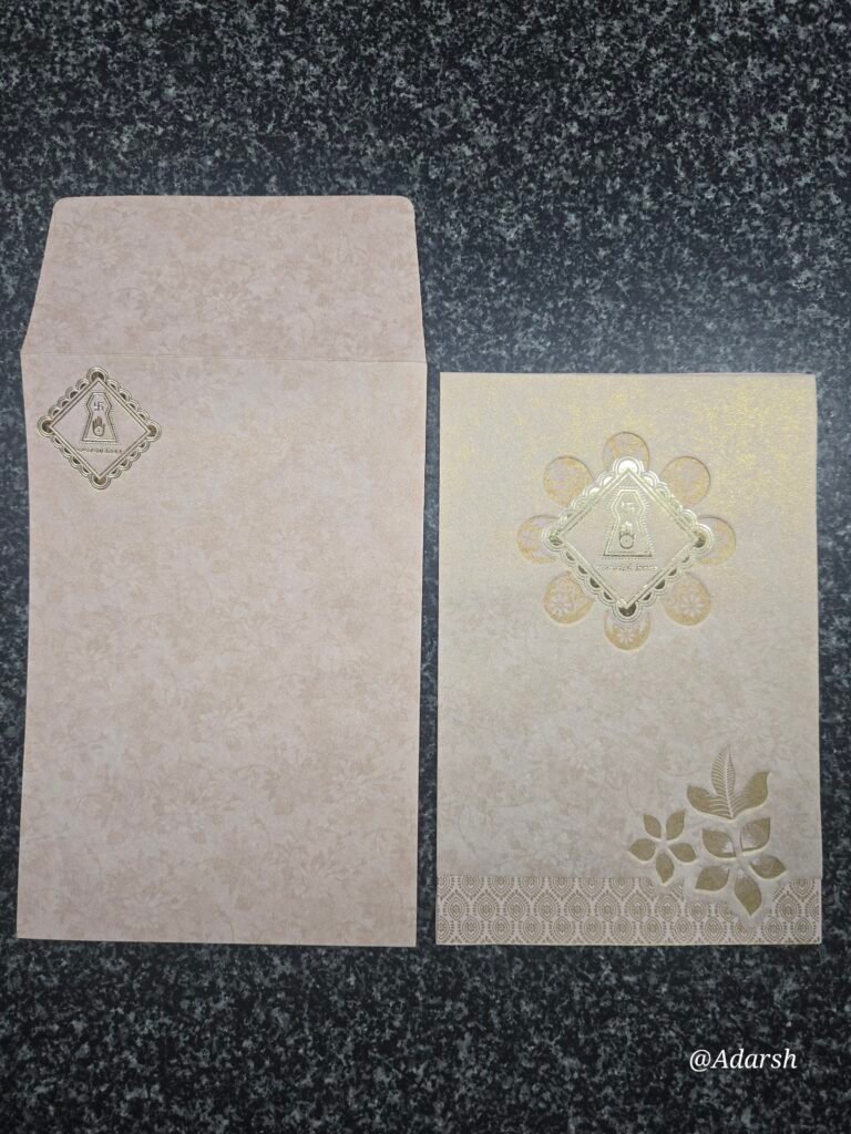 Pastel Beige Die-Cut Floral Jain Lagna Patrika