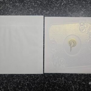 White Shimmer Baroque Scrollwork Wedding Invitation Card