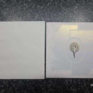 Ivory Embossed Oval Monogram Panel Wedding Card