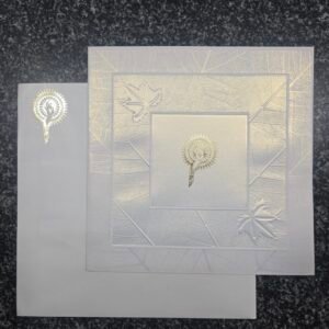 Ivory Embossed Leaf Pattern Wedding Card