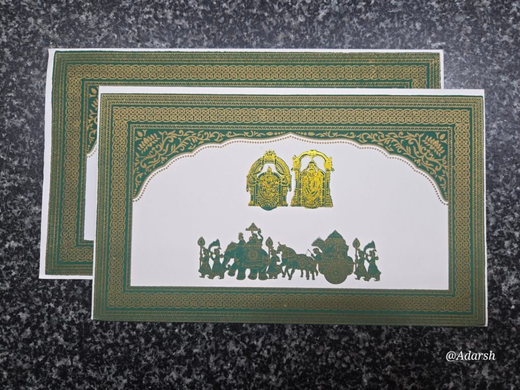 Emerald-Green Borders and Gold-Foil Detailing Wedding Card