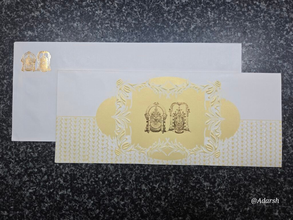 Gold Matte-Finish Paneling and Fine-Line Detailing Wedding Card