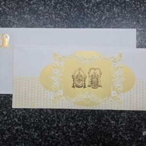 Gold Matte-Finish Paneling and Fine-Line Detailing Wedding Card