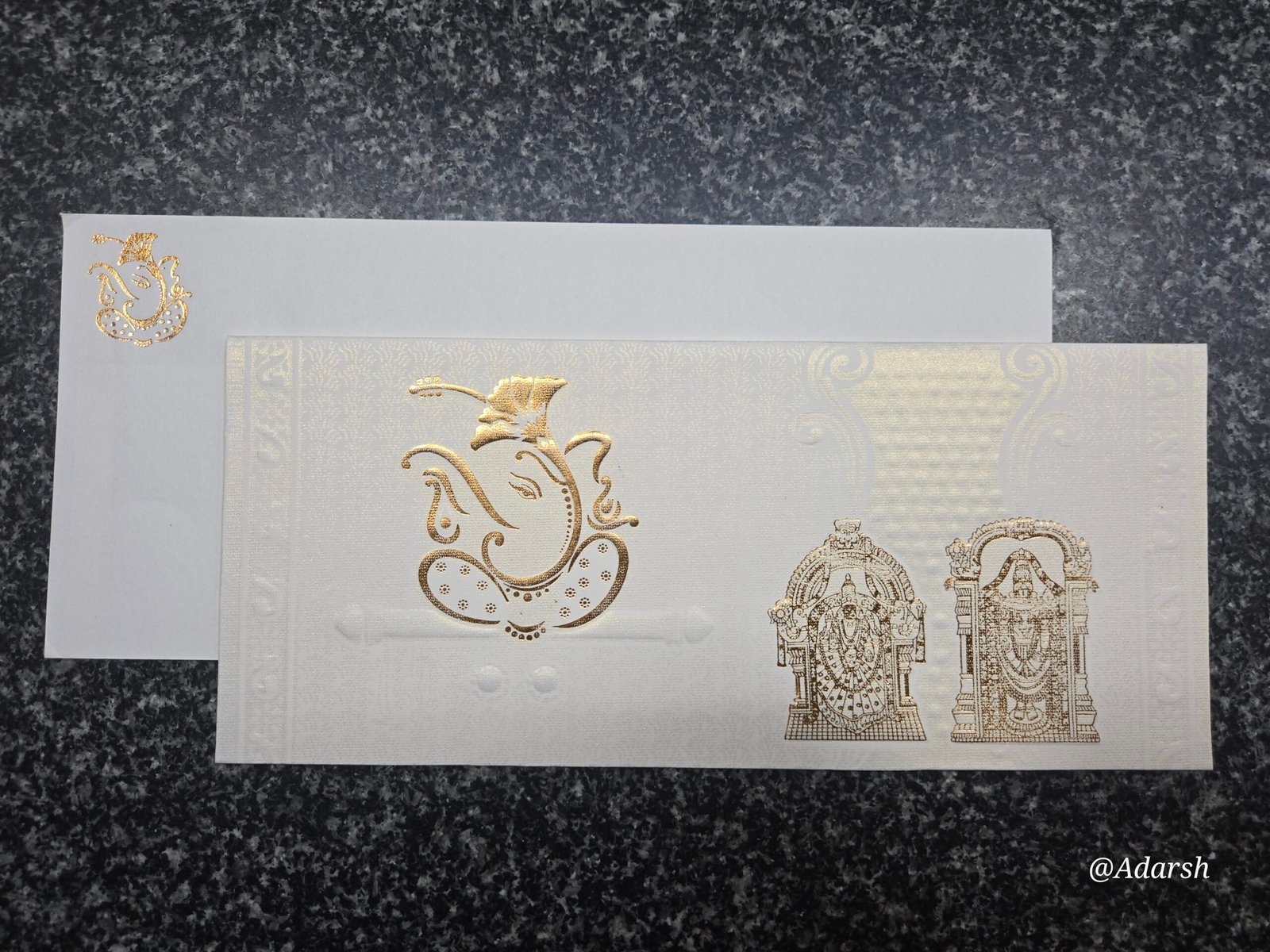 Pearly Off-White Shimmer Board Wedding Invitation Card