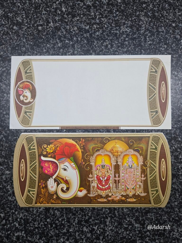 Multicolor Graphic and Gold-Foiled Architectural Paneling invitation Card